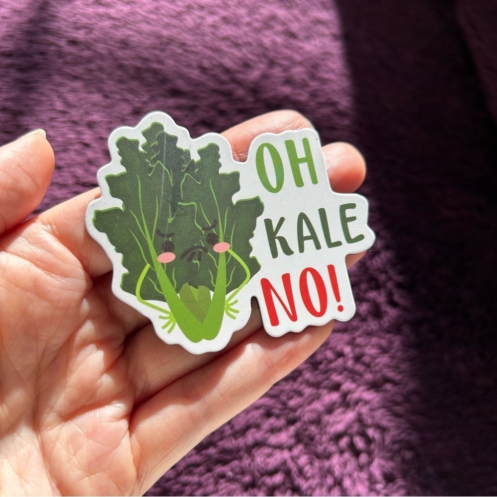 Punny, Funny, Kale “OH KALE NO!” Magnet, White, Green, Red